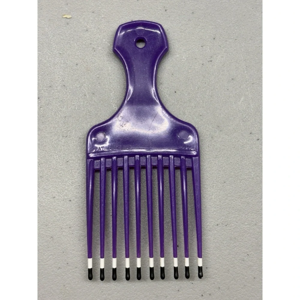 Vintage Color Dip HAIR PICK Lift Comb Purple Retro 80s USA Patent 4345608